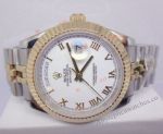 Fake Rolex Day-date II White Dial Roman Markers 41mm Two Tone Jubilee Band 